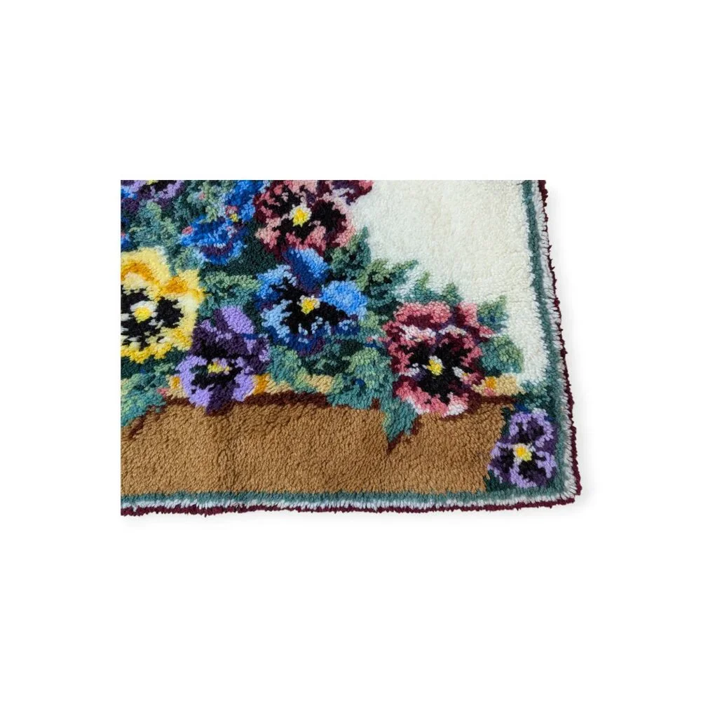 Handmade Colorful Pansy Soft Large Latch Hook Rug 42